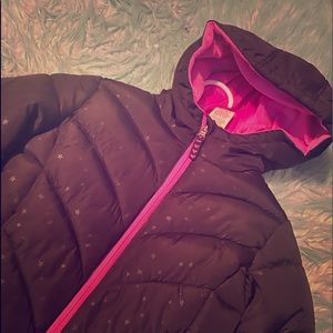 Black and pink girls winter coat